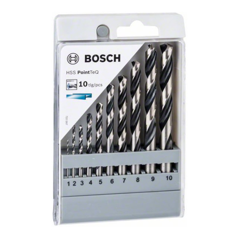 Bosch Metallspiralbohrer HSS-Set PointTeQ DIN 338 10-teilig
