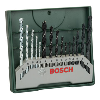 Bosch Mini-X-Line gemengde set, 5 steen-, 5 metaal-, 5 houtboren