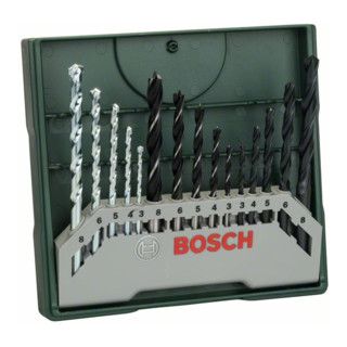 Bosch Mini-X-Line Mixed-Set, 5 Stein-, 5 Metall-, 5 Holzbohrer