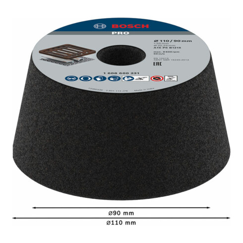 Bosch Mola a tazza per smerigliatrici ad umido e angolari, conica Metallo/fusione