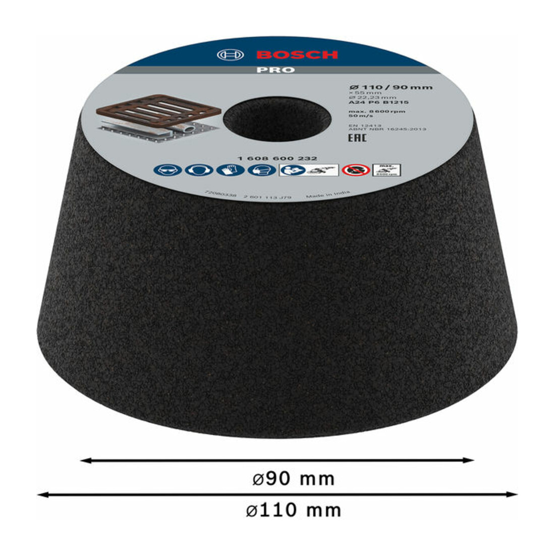 Bosch Mola a tazza per smerigliatrici ad umido e angolari, conica Metallo/fusione