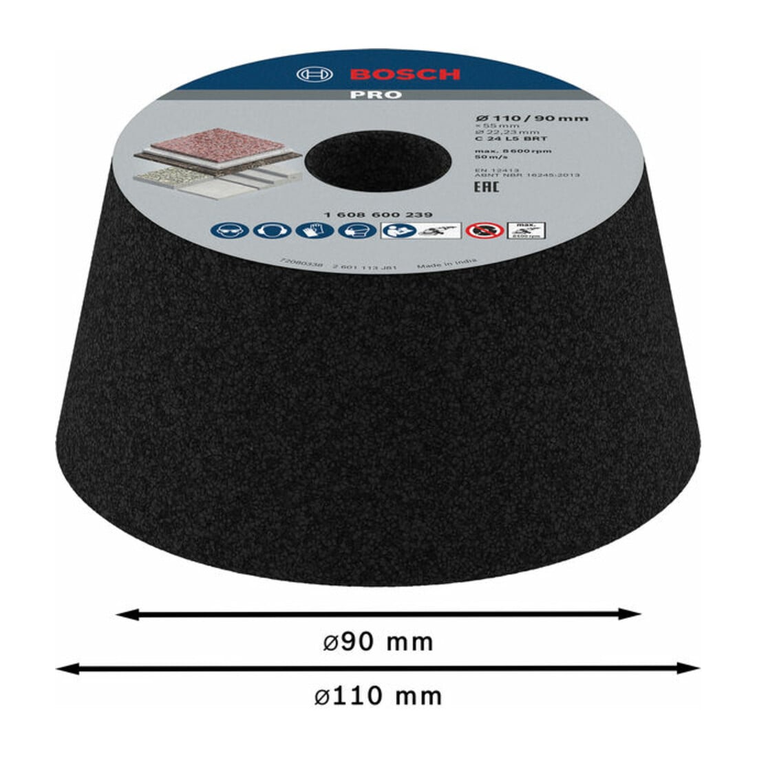 Bosch Mola a tazza per smerigliatrice angolare e ad umido, conica pietra/cemento
