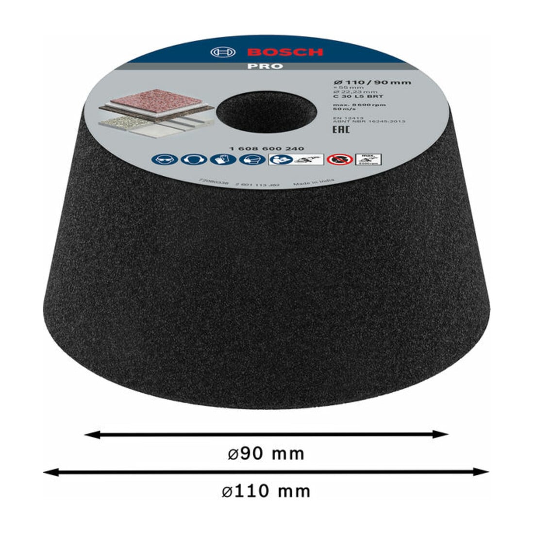 Bosch Mola a tazza per smerigliatrice angolare e ad umido, conica pietra/cemento