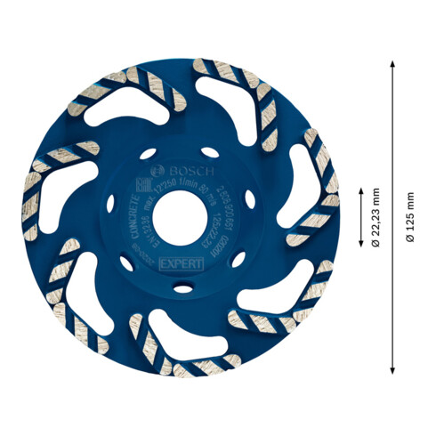 Bosch Mola a tazza diamantata Concrete EXPERT 125 x 22,23 x 4,5 mm per smerigliatrici per calcestruzzo e smerigliatrici angolari