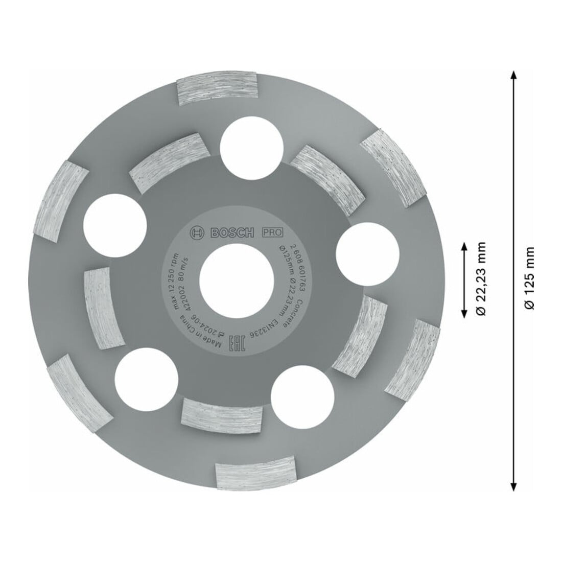 Bosch Mola a tazza diamantata Expert for Abrasive 50 g/mm 125 x 22,23 x 4,5 mm