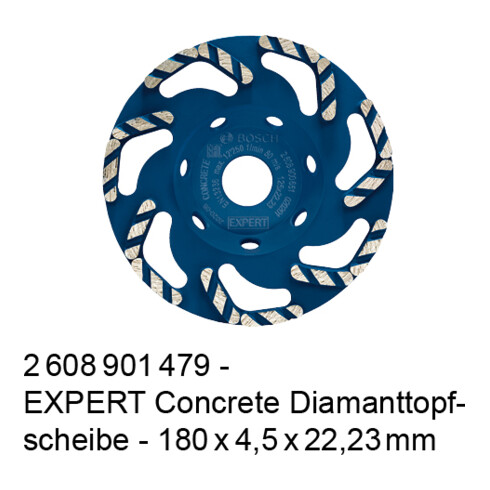 Bosch Mola a tazza EXPERT Concrete 180x22,23x4,5mm, per smerigliatrice per calcestruzzo