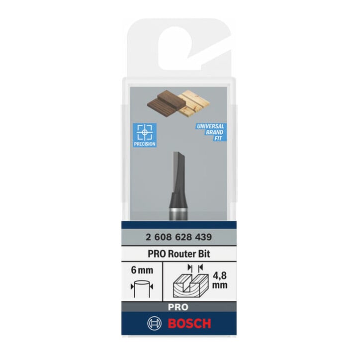 Bosch Nutfräser Standard for Wood 6 mm D1 4,8 mm L 12,4 mm G 51 mm