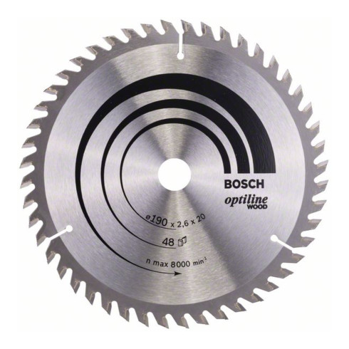 Bosch cirkelzaagblad Optiline Wood voor handcirkelzagen 190 x 20/16 x 2,6 mm 48