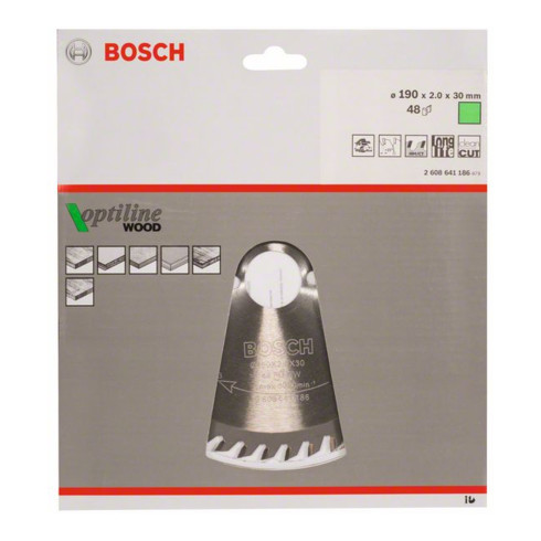 Bosch cirkelzaagblad Optiline Wood voor handcirkelzagen 190 x 30 x 2,0 mm 48