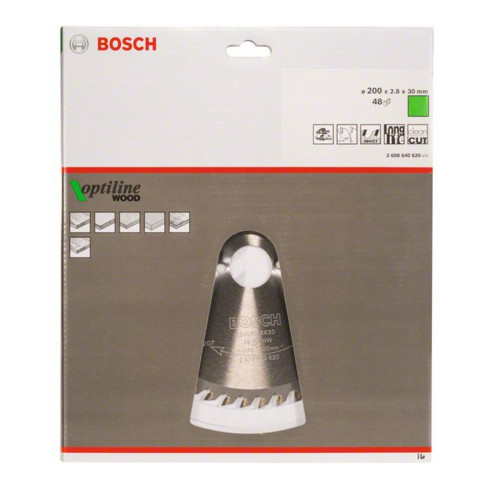 Bosch cirkelzaagblad Optiline Wood voor handcirkelzagen 200 x 30 x 2,8 mm 48