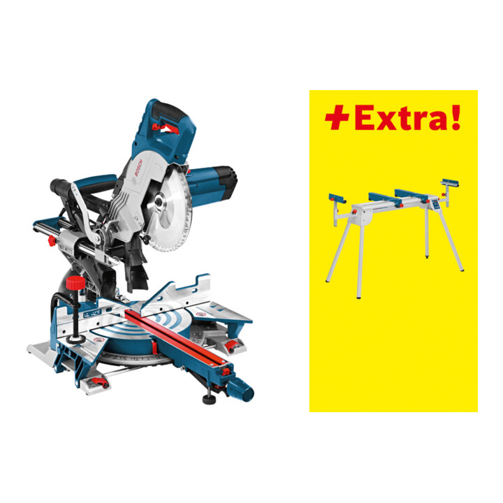 Bosch paneelzaag GCM 8 SJL en werktafel GTA 2600 in kartonnen doos