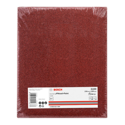 Feuille abrasive papier Bosch C420 Standard pour Bois et Peinture 230 x 280 mm 80 280 mm 230 mm