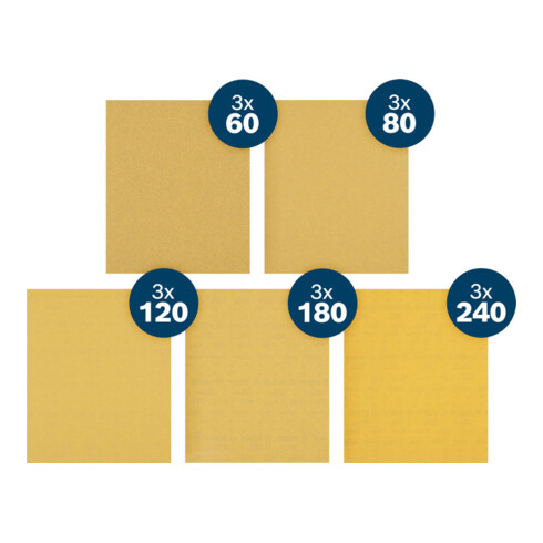 Bosch Papier abrasif EXPERT C470 A4, 230x280mm, K60/80/120/180/240, 15 pcs Starter Pack