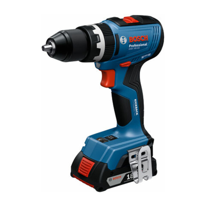 Bosch Perceuse-visseuse à percussion sans fil GSB 18V-65 avec 2 x batterie GBA 18V 4.0Ah, coffret L-Case Pick&Click