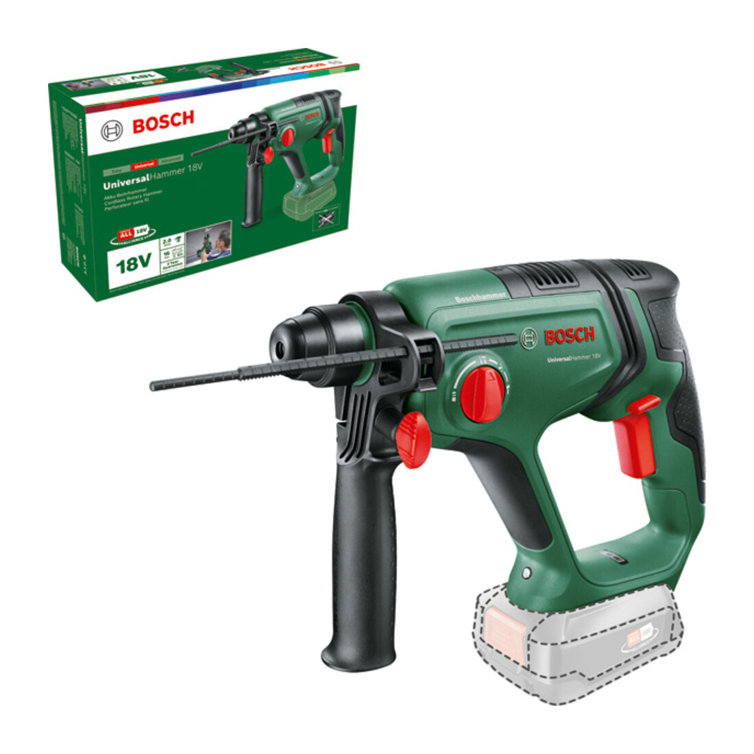 Bosch Perforateur sans fil UniversalHammer 18V, SDS-plus, force de frappe 2,0 J