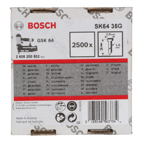 Bosch Perno svasato SK64 35G 1,6mm 35mm, zincato