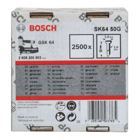 Bosch Perno svasato SK64 50G 1,6mm 50mm, zincato