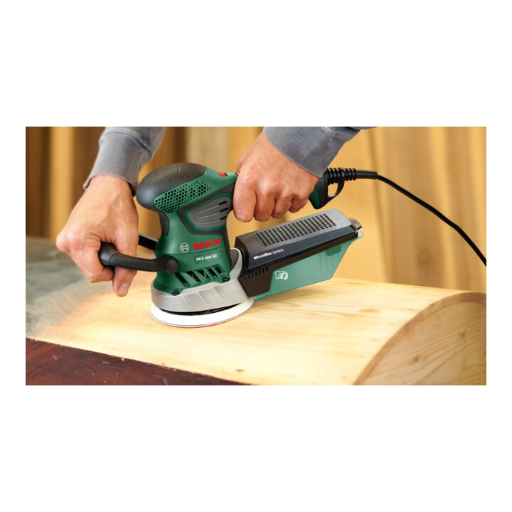 Bosch PEX 400 AE excentrische schuurmachine, papierassistent