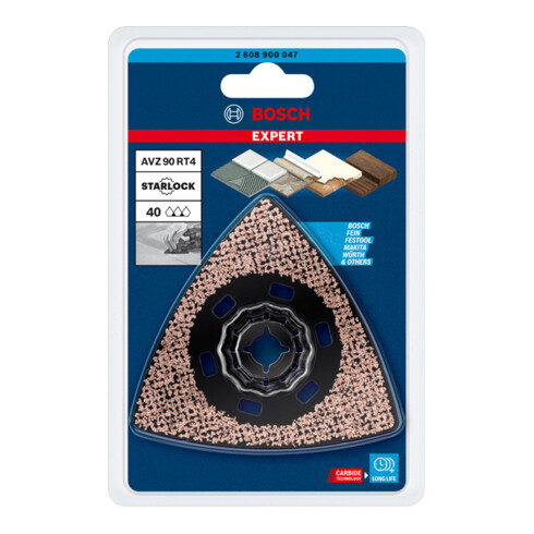 Bosch Piastra di levigatura EXPERT Sanding Plate AVZ 90 RT4, per utensili multifunzione oscillanti, 90mm