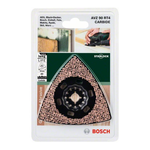 Bosch Piastra di rettifica Carbide-RIFF AVZ 90 RT4, 90mm, grana in carburo 4