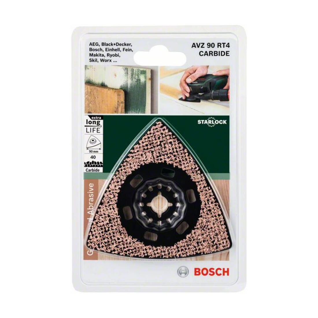 Bosch Piastra di rettifica Carbide-RIFF AVZ 90 RT4, 90mm, grana in carburo 4