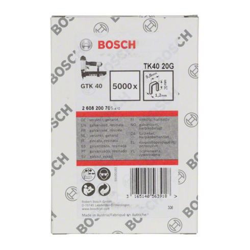 Bosch pince arrière étroite TK40 20G 5,8 mm 1,2 mm 1,2 mm 20 mm galvanisé
