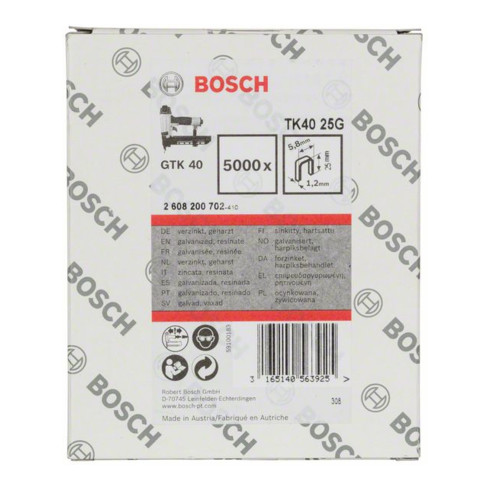 Bosch pince arrière étroite TK40 25G 5,8 mm 1,2 mm 1,2 mm 25 mm galvanisé