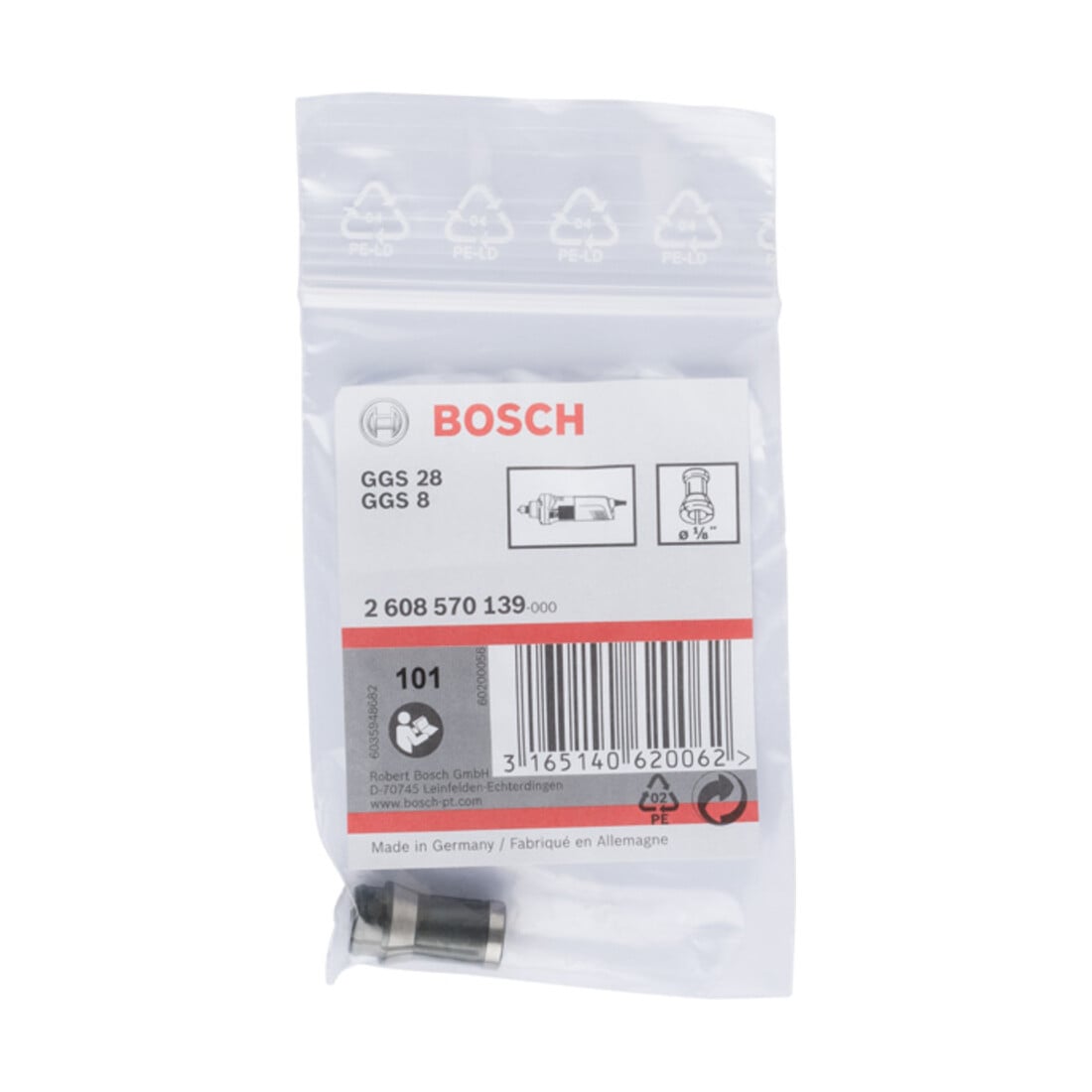 Bosch Pinza senza dado di serraggio 1/8", per smerigliatrici diritte
