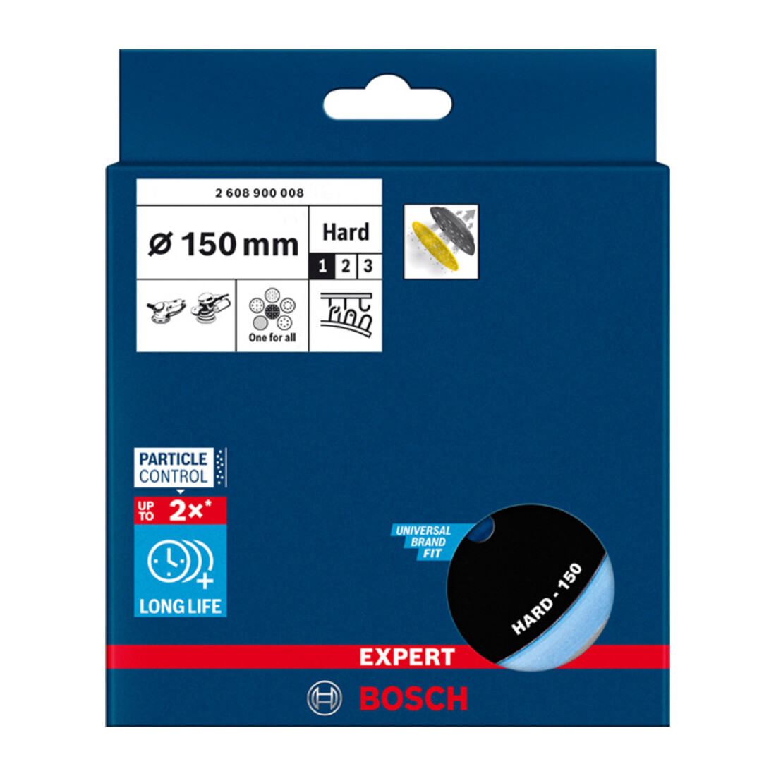 Bosch Platorello universale multiforo EXPERT 150mm, duro per levigatrice rotorbitale