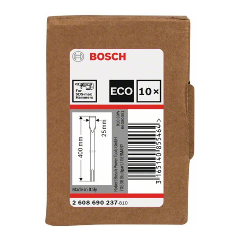 Bosch platte beitel met SDS max opname, 25 x 400 mm, set van 10