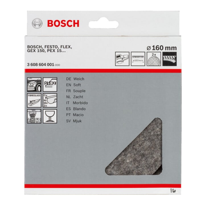 Bosch Polierfilz für Exzenterschleifer weich Klett 160 mm