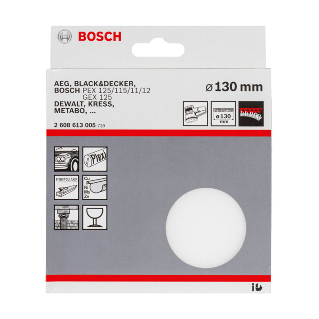 Bosch Polierschwamm für Exzenterschleifer Klett 130 mm