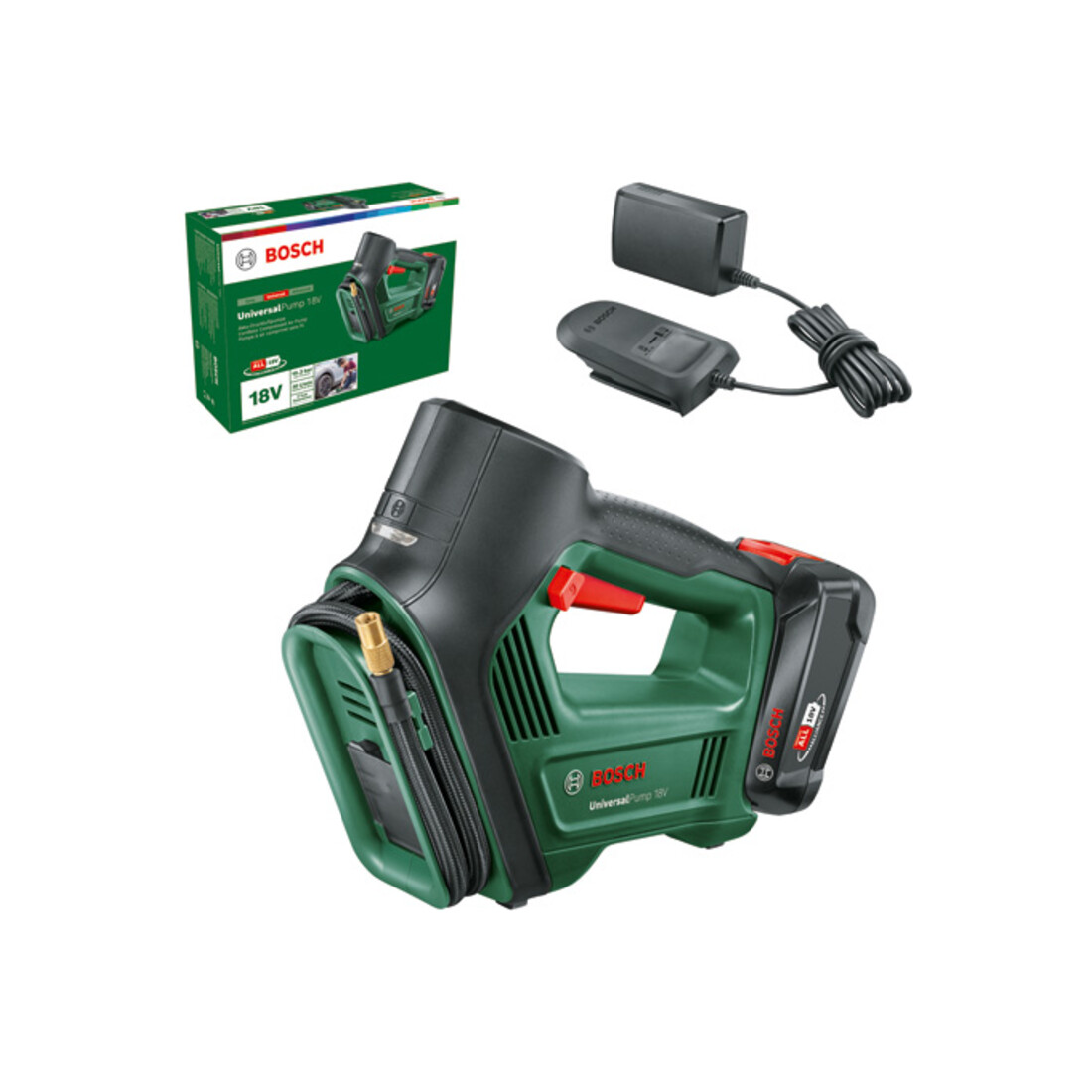 Bosch Pompe à air comprimé sans fil UniversalPump 18V, 1 x batterie PBA 18V 2.0Ah