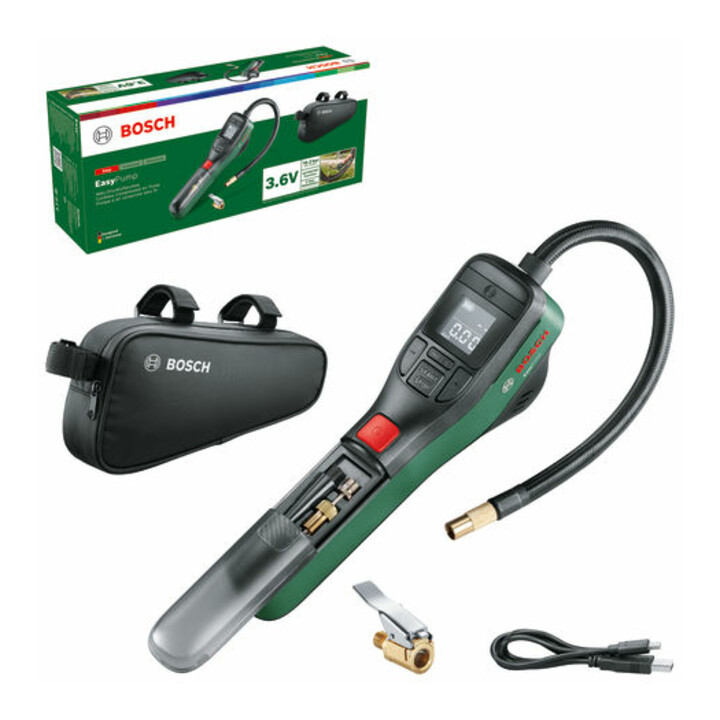 Bosch Pompe à air sans fil EasyPump avec adaptateur pour valves de pneus