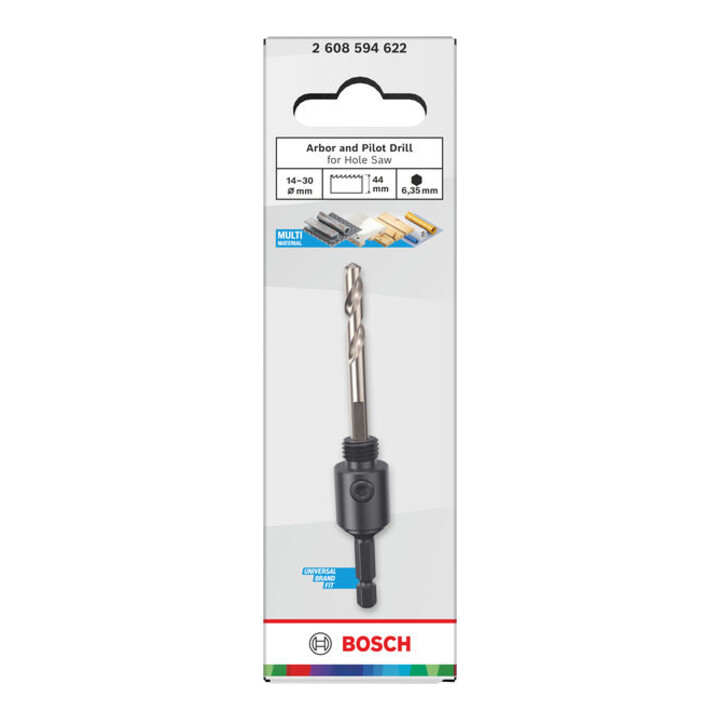 Bosch Porte-foret et foret de centrage pour scie-cloche, 14-30 x 44 mm
