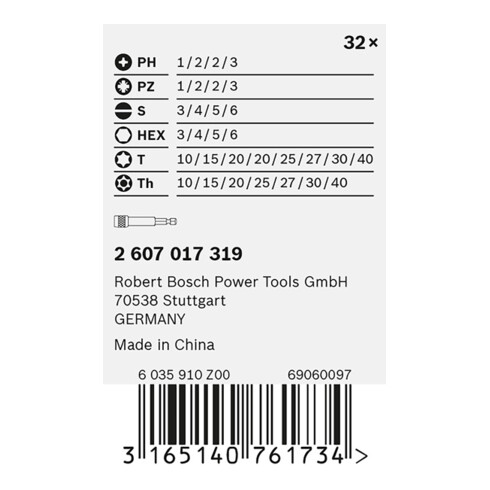 Bosch Power Tools Schrauber-Bit-Set 32-teilig 2607017319