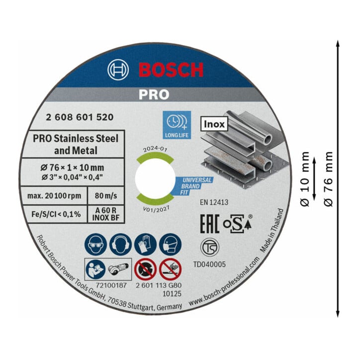 Bosch Power Tools Trennscheibe 76x1x10mm 2608601520