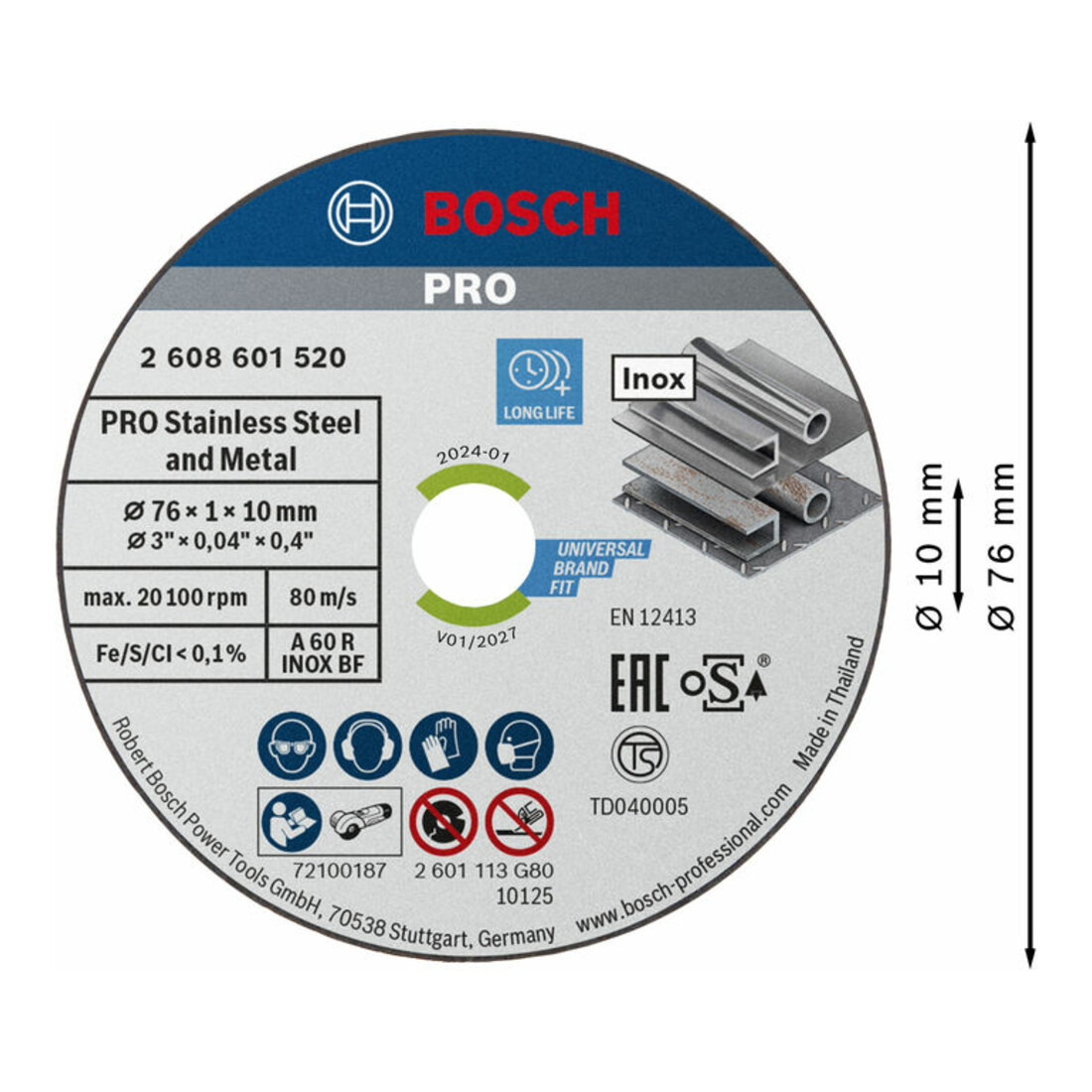 Bosch Power Tools Trennscheibe 76x1x10mm 2608601520