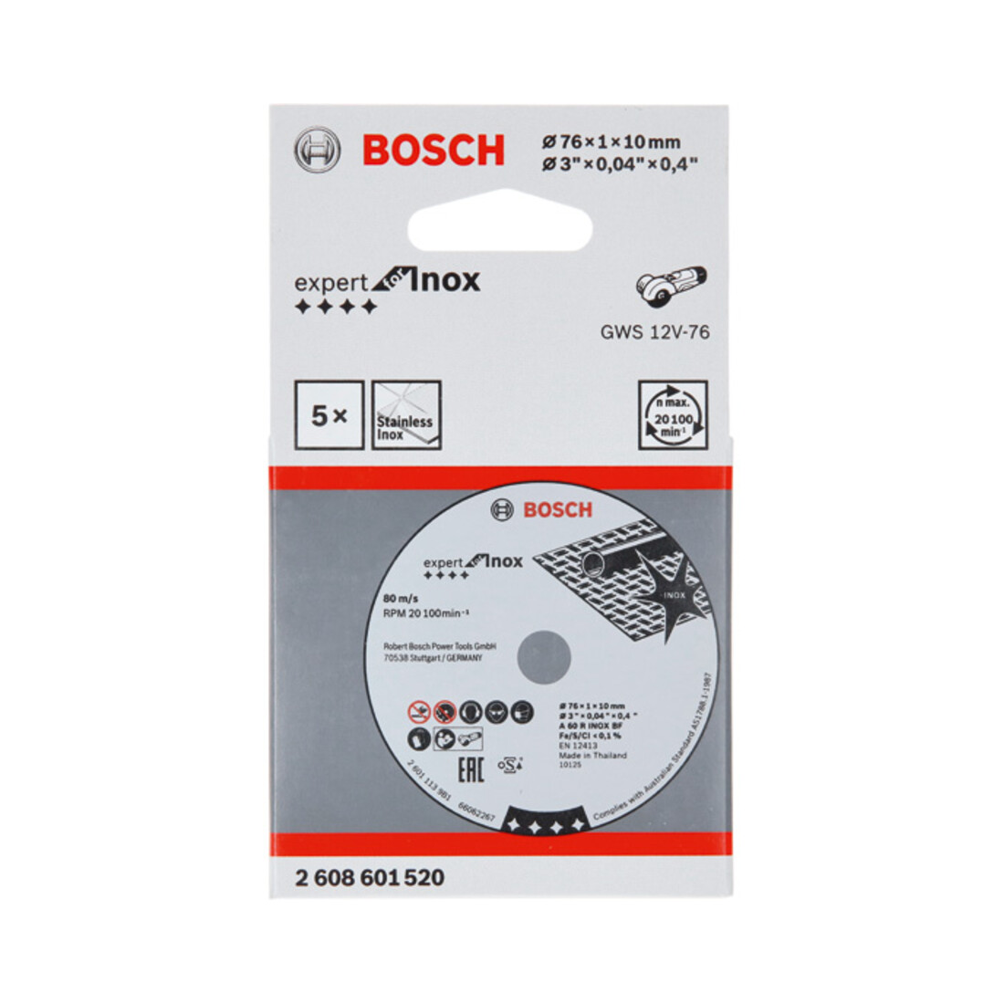 Bosch Power Tools Trennscheibe 76x1x10mm 2608601520