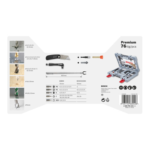 Bosch Premium X-Line Bohrer- und Schrauber-Set, 76-teilig