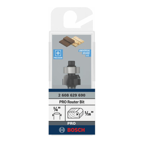 Bosch PRO Abrundfräser, R 1/16", Schaft 1/4"