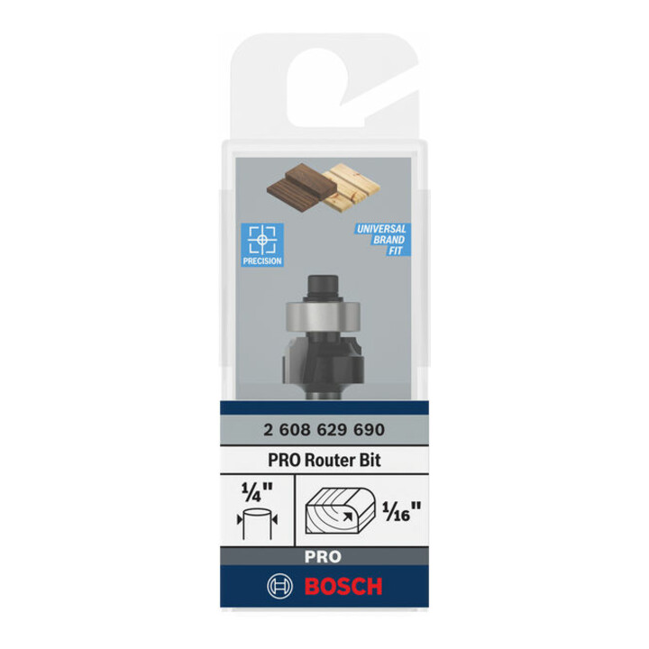 Bosch PRO Abrundfräser, R 1/16", Schaft 1/4"