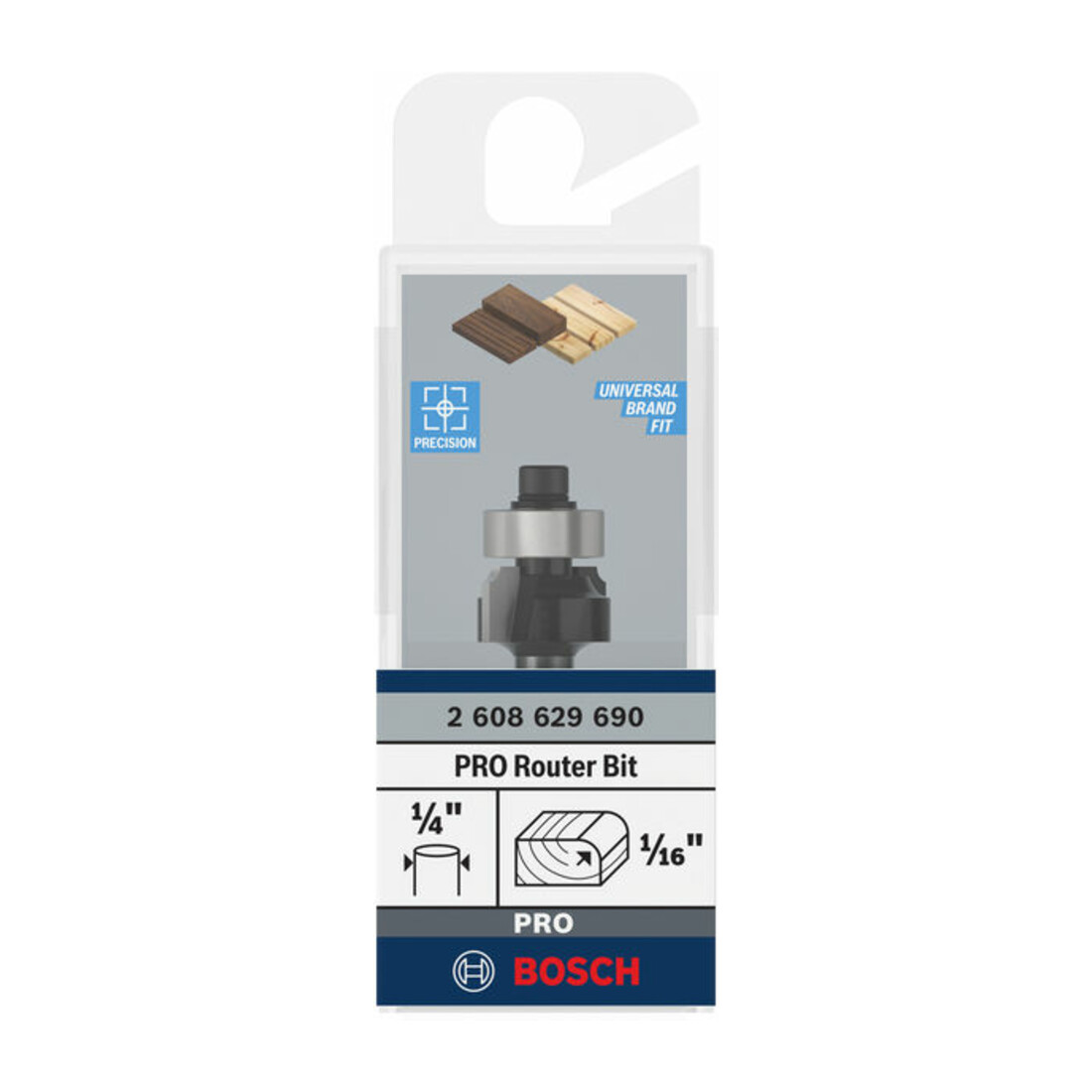 Bosch PRO Abrundfräser, R 1/16", Schaft 1/4"