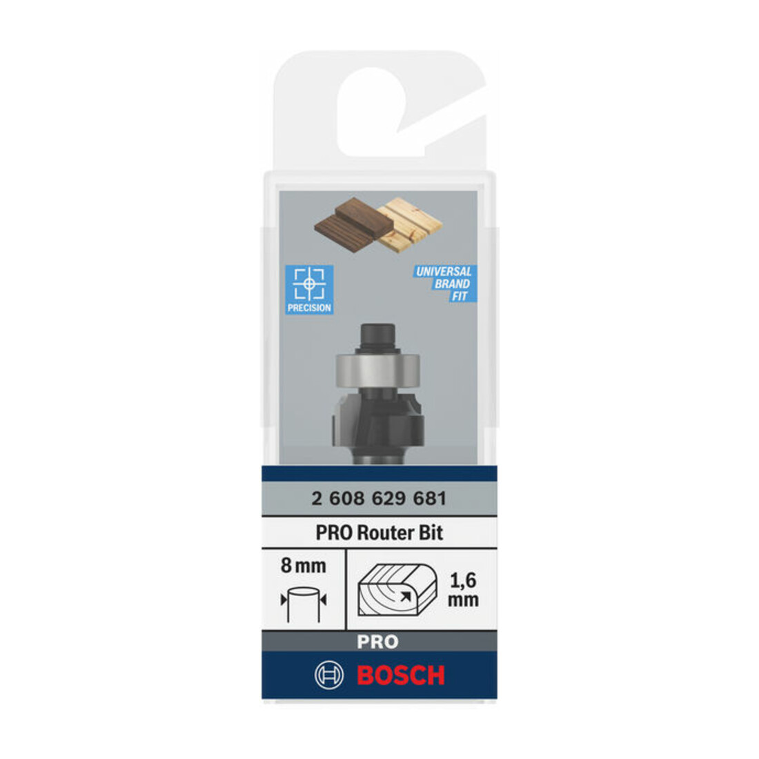 Bosch PRO Abrundfräser, R 1,6, Schaft 8 mm