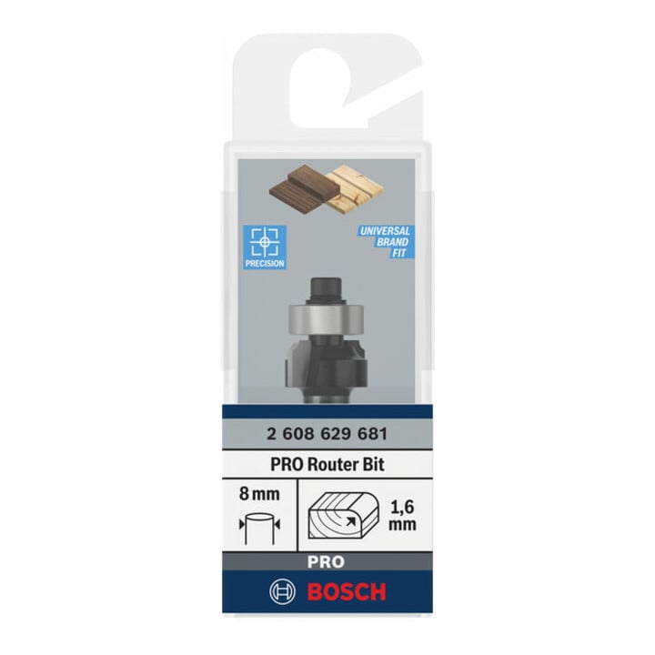 Bosch PRO Abrundfräser, R 1,6, Schaft 8 mm