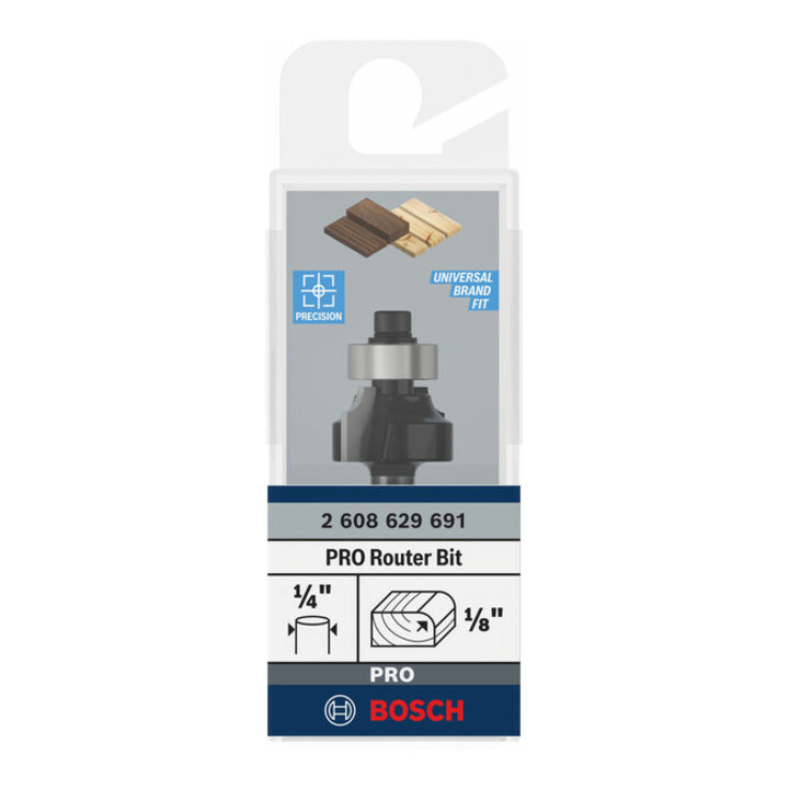 Bosch PRO Abrundfräser, R 1/8", Schaft 1/4"