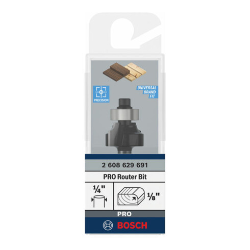 Bosch PRO Abrundfräser, R 1/8", Schaft 1/4"