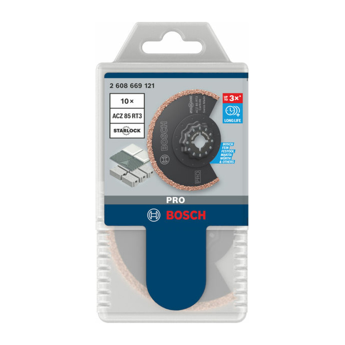 Bosch PRO ACZ 85 RT3 Blatt für Multifunktionswerkzeuge, 85 x 2,5 mm, 10-tlg.