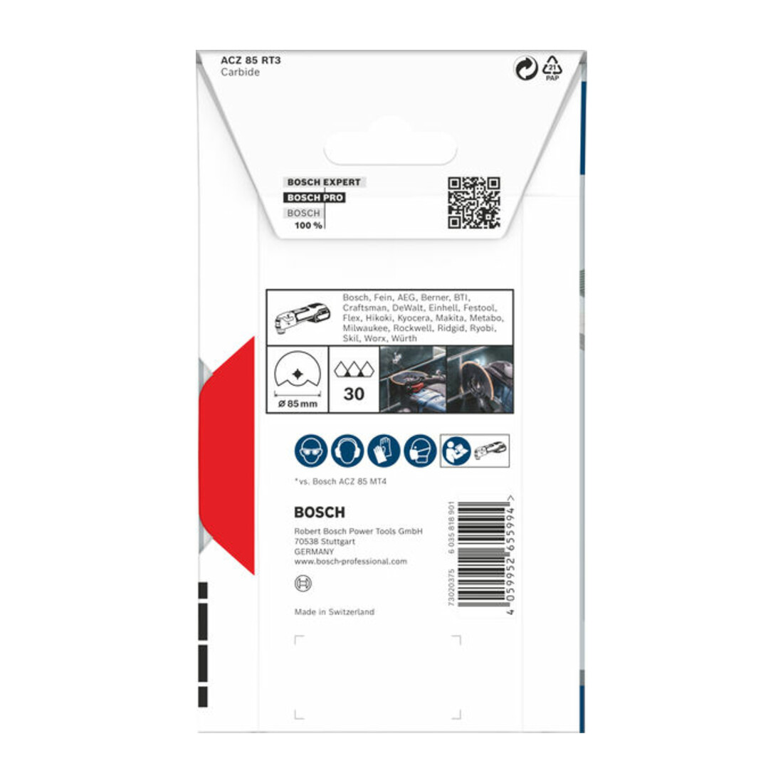 Bosch PRO ACZ 85 RT3 Blatt für Multifunktionswerkzeuge, 85 x 2.5 mm