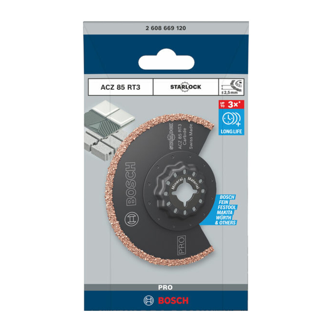 Bosch PRO ACZ 85 RT3 Blatt für Multifunktionswerkzeuge, 85 x 2.5 mm